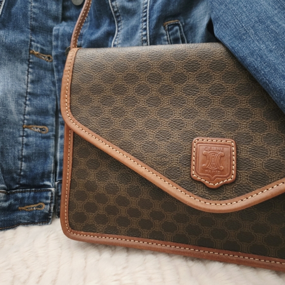 Authentic CELINE Macadam Pochette Clutch Crossbody Wallet WOC Shoulder Bag - Picture 3 of 15